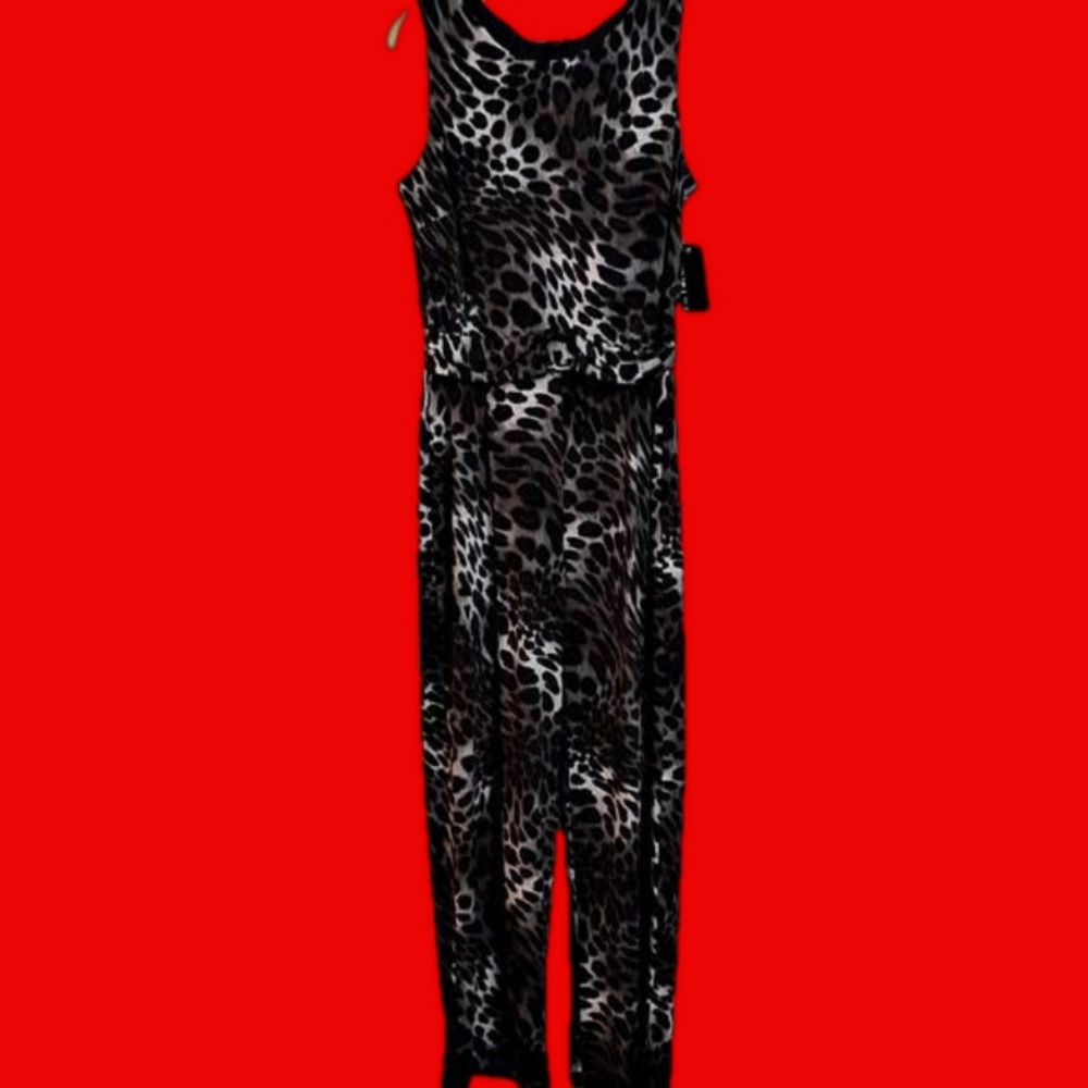Enfocus Studio Animal print jumpsuit.Sz.100 Black Green